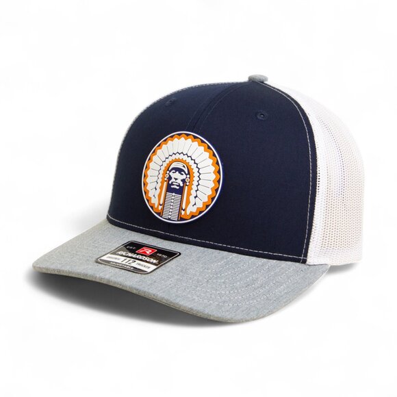 Illinois Fighting Illini Chief Illiniwek 3D Snapback Trucker Hat- Navy/ White/ H - Picture 1 of 3